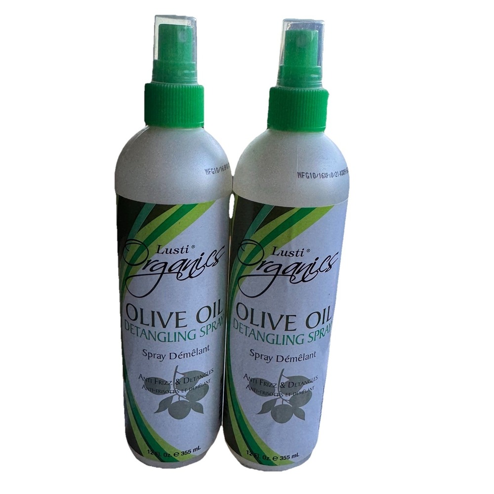 Lusti Olive Oil Detangling Spray, 12 fl oz - Anti-Frizz - Strengthen Damaged 2pk
